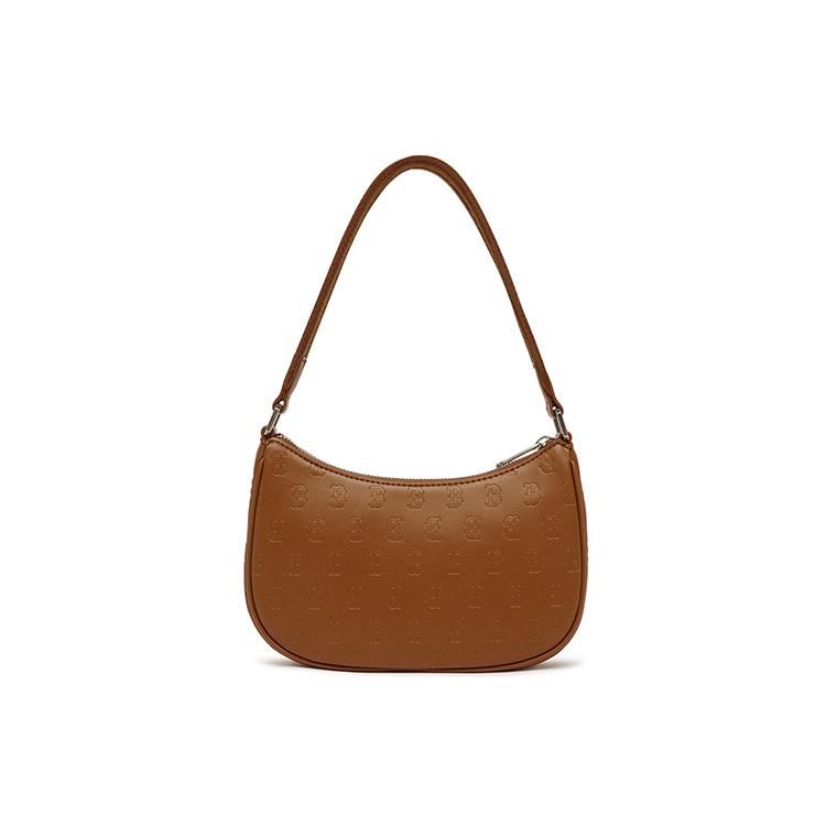 New MLB Monogram Collection Polyester Shoulder Bag Hobo Bag Handbag Shoulder Bag Unisex Coffee Brown 3ABQS022N-43BRS