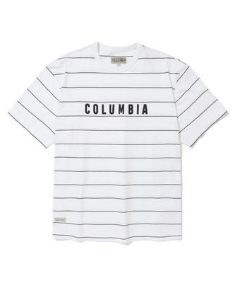 COLUMBIA UNIVERSITY Simple Logo Stripe S/S T-Shirts White