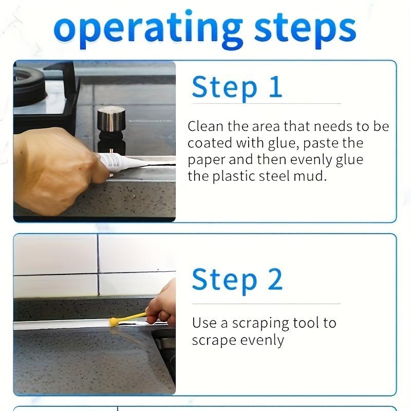 Stucco Plastico Acciaio di Alta Qualità Agente per Giunti Applicabile a Telaio Lavabo Box Doccia Bordo Lavandino WC Vasca da Bagno