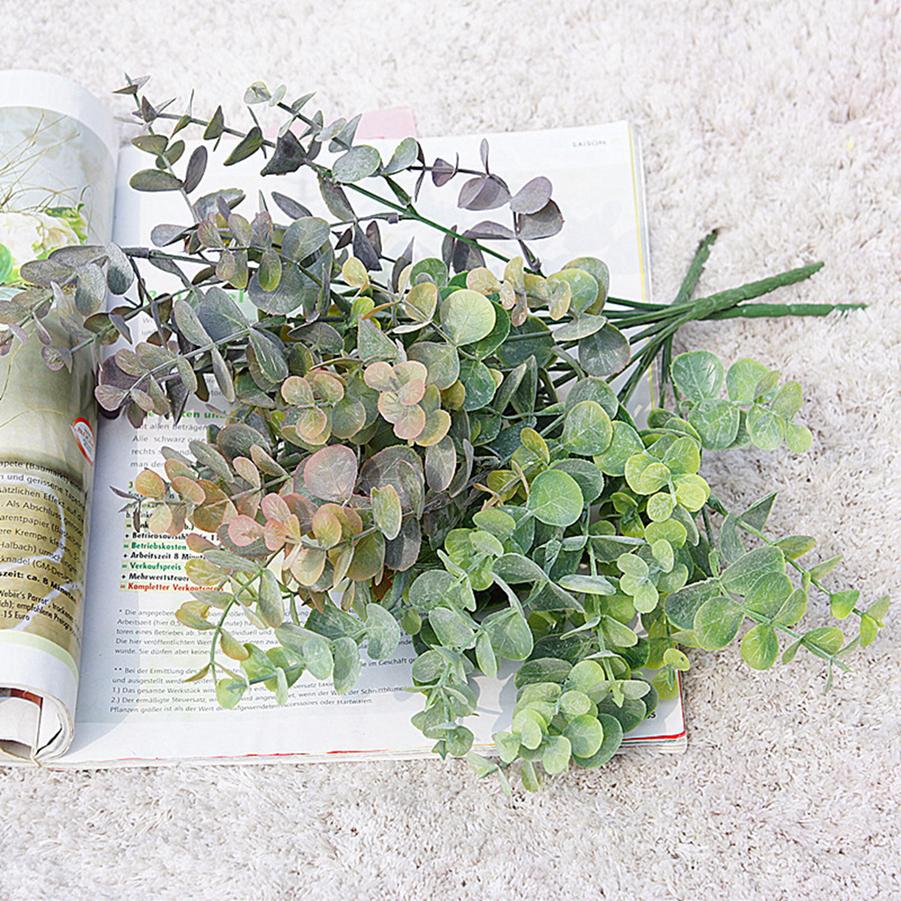Artificial Flowers Green Eucalyptus Leaves Garden Vase Home Room Festival Wedding Bridal Bouquets Decoration Fake Plastic Plants