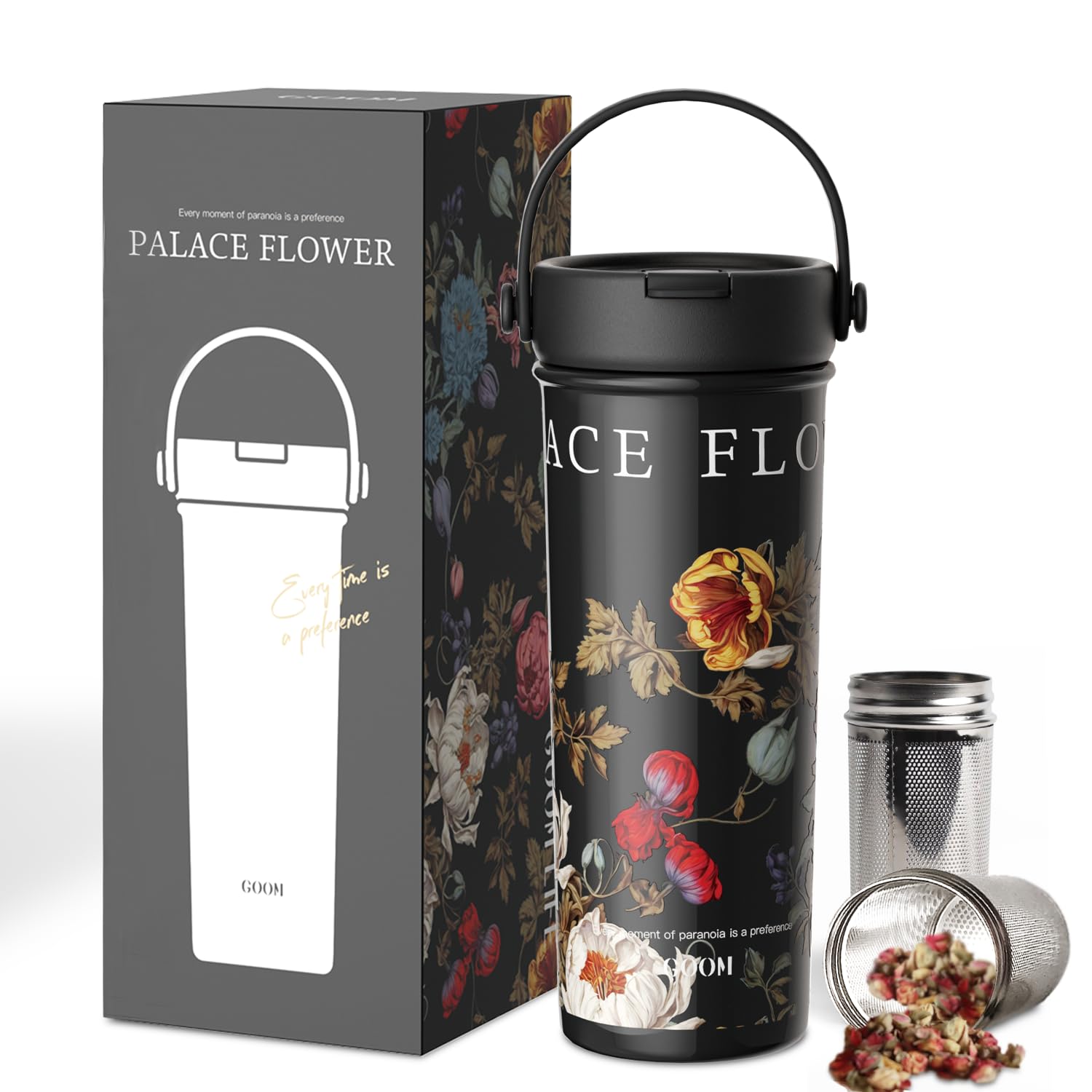 

Кружка для воды GOOM с термотрубочкой из нержавеющей стали 316, термо-холодная вакуумная герметичная с рукописной надписью, спортивная бутылка для чая, бутылка, тамблер, крышка, бутылка, 600 мл, чёрный