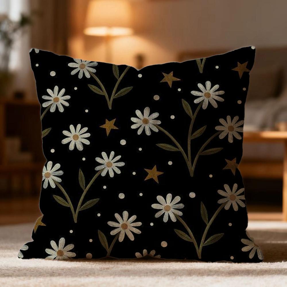 Popular Daisy Flowers Cushion Cover Soft Washable Pillow Case Multi-Scene for Couch Bed Travel Office Use