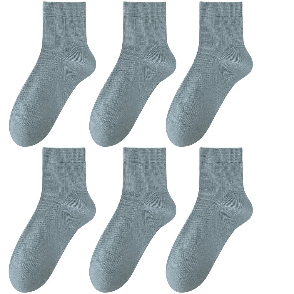 6 Pairs Men Summer Bamboo Fiber Socks Mesh Breathable Business Dress Fashion Solid Color Black White Anti Odor Moisture Wicking
