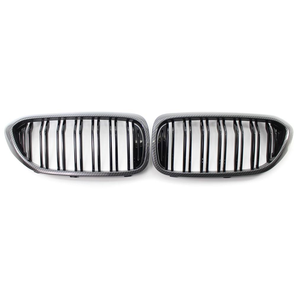 Carbon Fiber Front Bumper Grill For BMW 5 Series M5 G30 G31 520i 530i 540i ABS 2-Slat Gloss Black Front Kidney Grille Matte