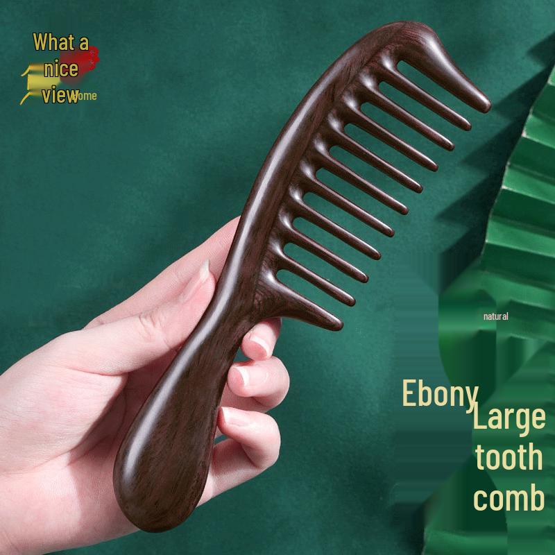 HOMEMAKER Natural Ebony Wood Wide Tooth Massage Comb