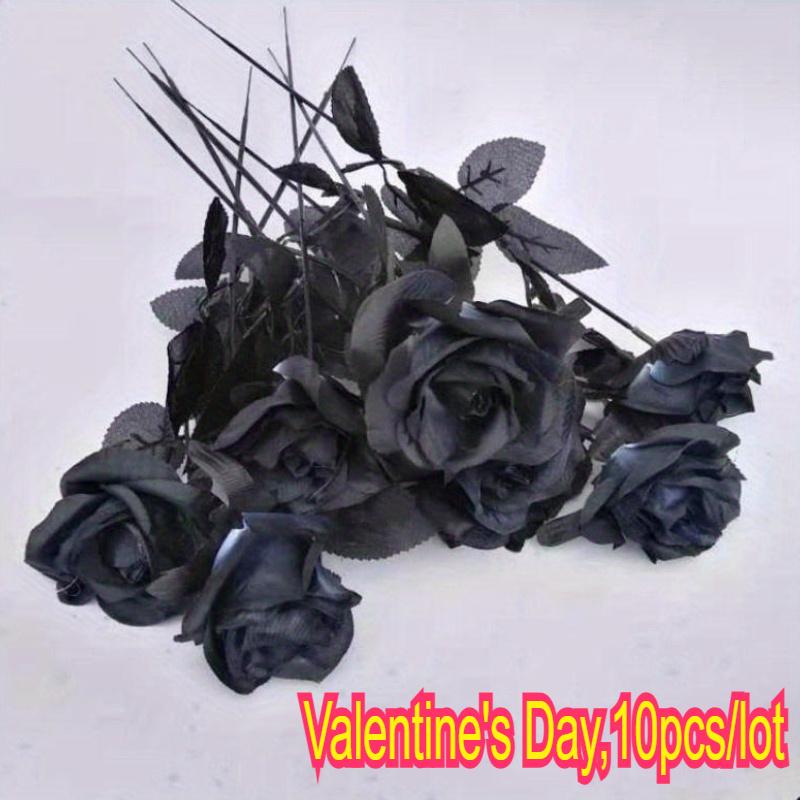 

Valentine s Day, 10pcs/Set Artificial Black Rose Bouquet Home Simulation Rose Fake Flower Wedding Party Decoration