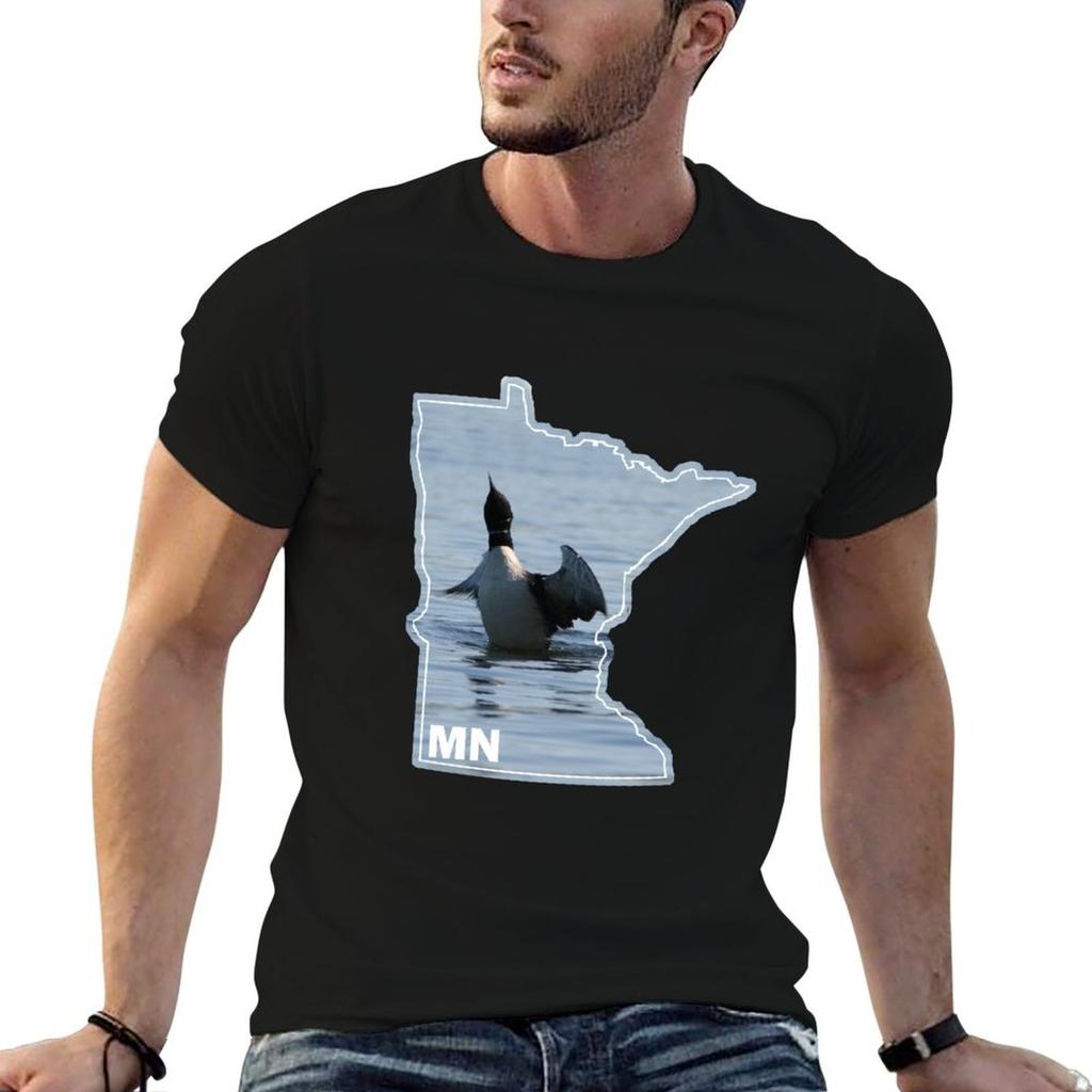 Minnesota Loon On a Lake T-Shirt Plus Size Solid Color T-Shirt