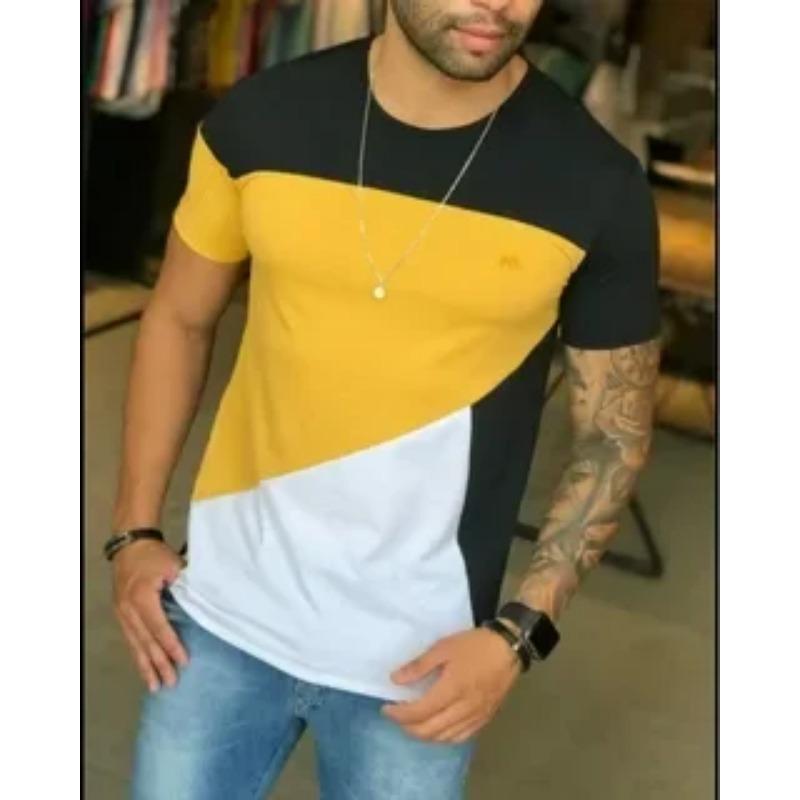Men's Striped T-shirt Retro 3D Printed Short Sleeved Top T-shirt Men's Clothing