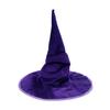 Velvet Pleated Witch Hats Multi Color Options For Halloween Party Cosplay Stage Performance Costume Dress Up Accessories