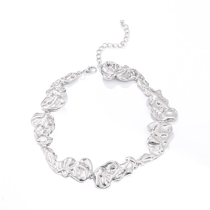 European & American Molten Lava Metal Necklace & Earrings Set: Irregular, Versatile, Exaggerated Design