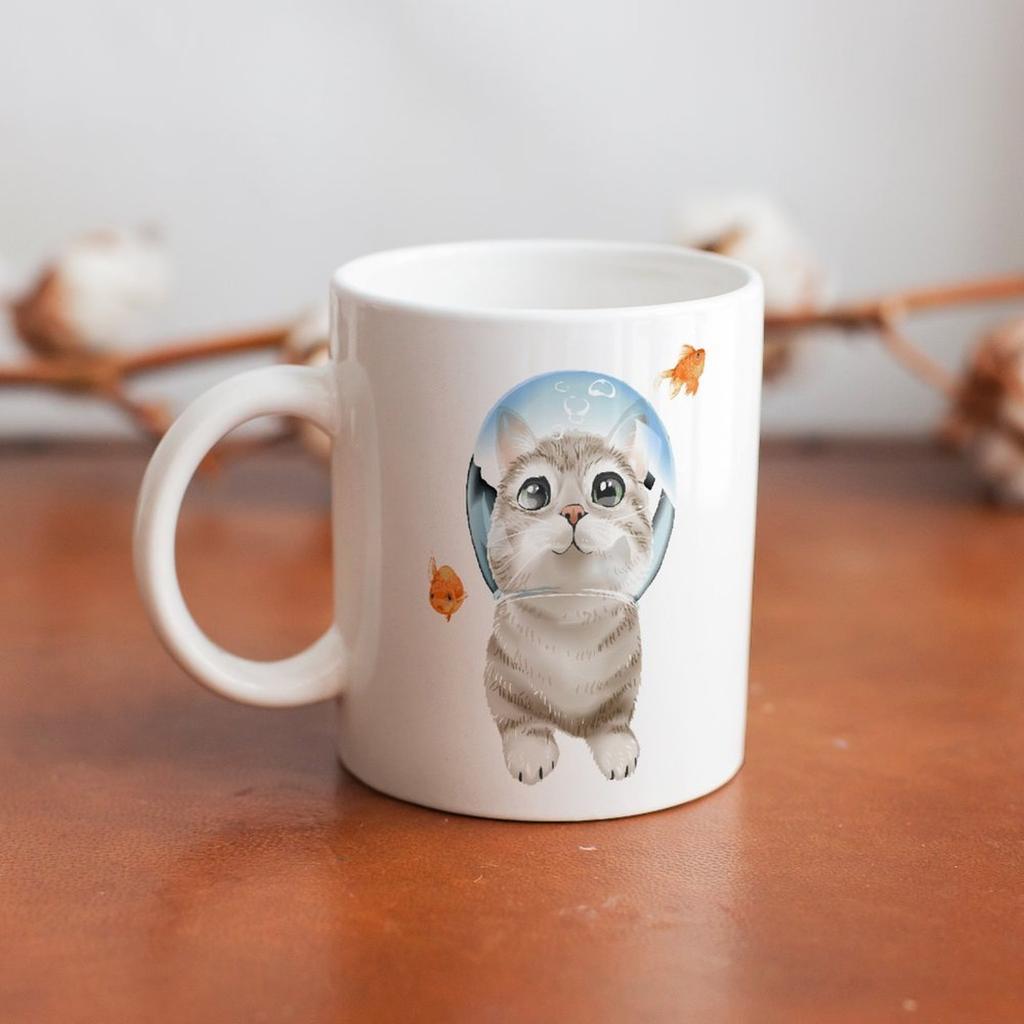 1 Stück 11oz Weiße Keramiktasse mit beidseitig bedrucktem Artwork, Robuste Kaffeetasse für Zuhause, Büro, Geschenkverwendung