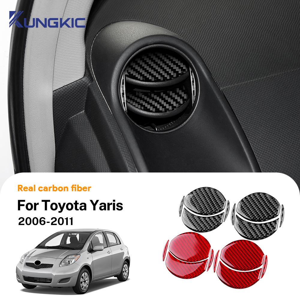 Carbon Fiber Dashboard Trim Kit for Toyota Yaris 2006-2011, Center Console & Panel Accents, Black/Red