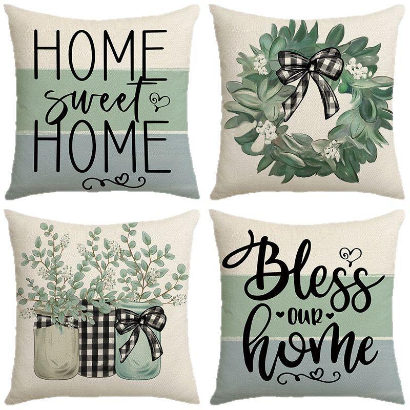 New Spring Pillow Series, Plant-based Letter Digital Printing Pillow Cover, Home Atmosphere, Ins Style