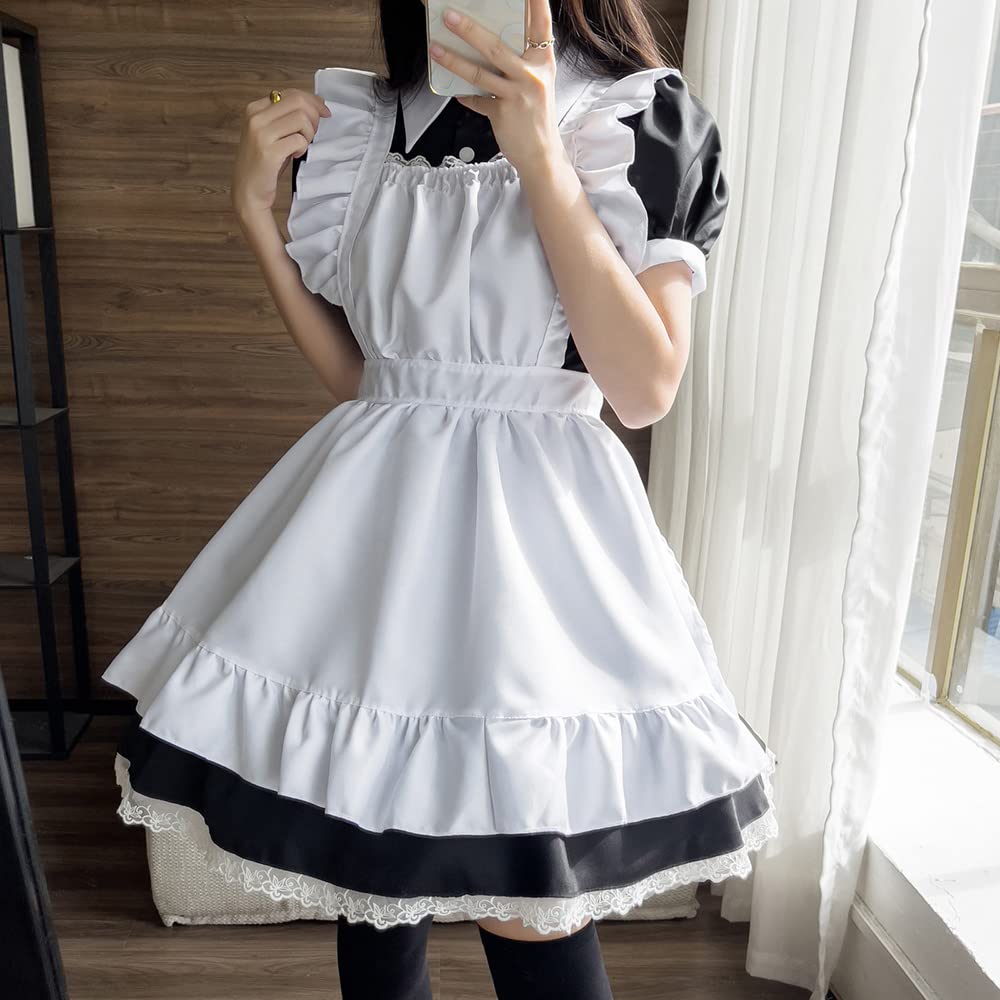YAISHN Maid Cute Lolita Authentic and Halloween Short Set Outfit, Lolita/Gothic Dress, Popular, Costume, Women's, Cosplay, Sleeves, Bowknot, Knee-High
