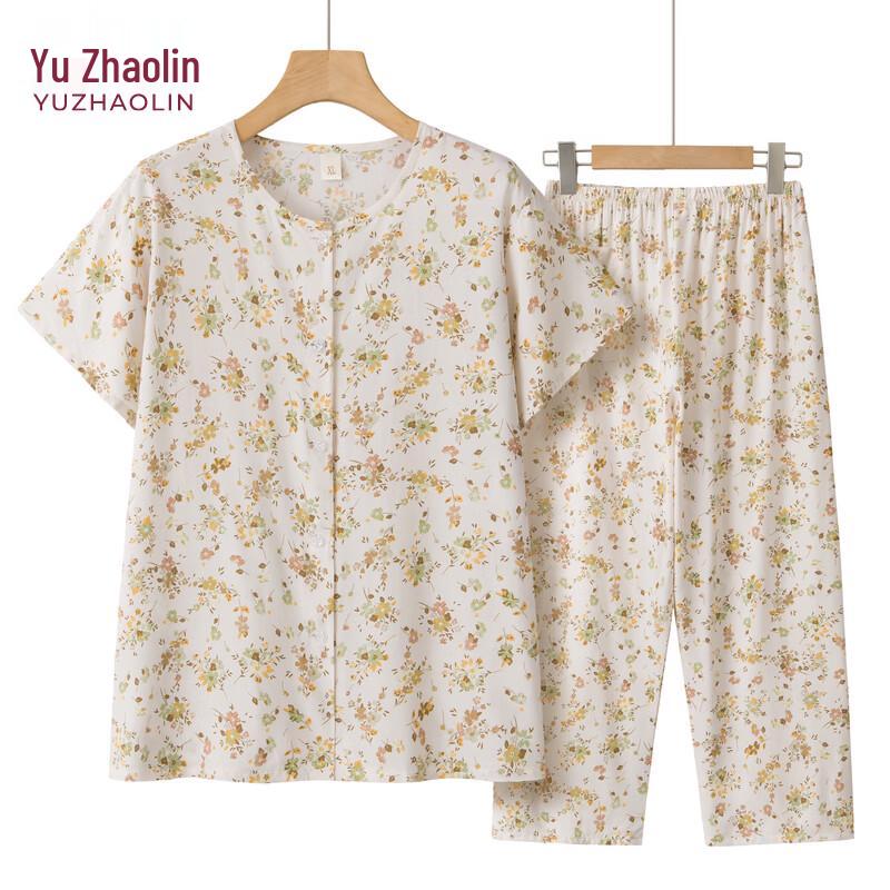 Женский летний цветочный домашний комплект из двух предметов YUZHAOLIN 4XL