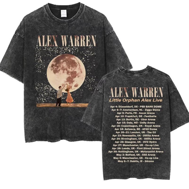 Alex Warren Little Orphan Alex Live Tour 2026 Graphic T Shirt Men's Clothing Vintage Washed T-shirts Casual O-Neck Loose T-shirt