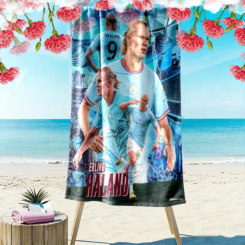 Football Star Action Dynamic Pose Beach Towel Portable For Travel Soft Quickdrying Swim Towel Absorbent Bath Towel Seaside Printing