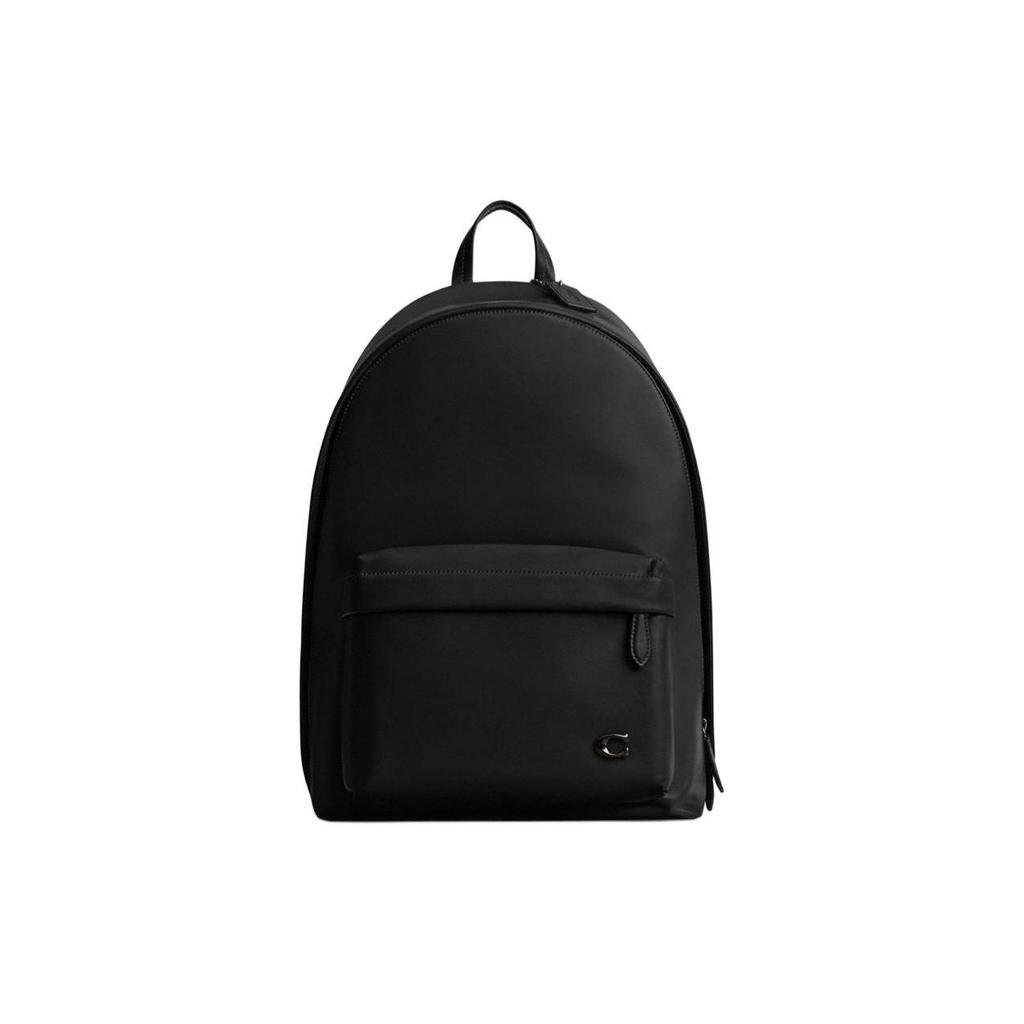 Coach Black Pebbled Leather Classic Backpack With Gunmetal C Logo Hardware For Daily Use