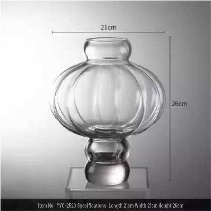 Modern Lantern-Shaped Glass Vase for Home and Showroom Decor