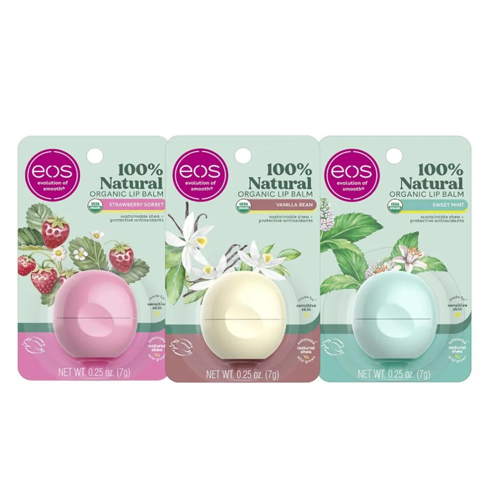 

EOS 100% Natural Organic Lip Balm Strawberry + Vanilla + Mint 3-Piece Set