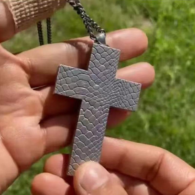 Exquisite Double-Layered Cross Snake-Shaped Pendant Necklace For Men Women Personalized Punk Necklace Jewelry Accessories Gifts