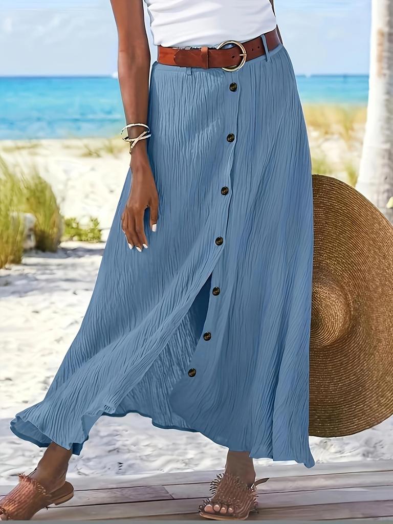 A-line Skirt, Elegant High Waist Solid Skirt For Spring & Summer, Women's Clothing