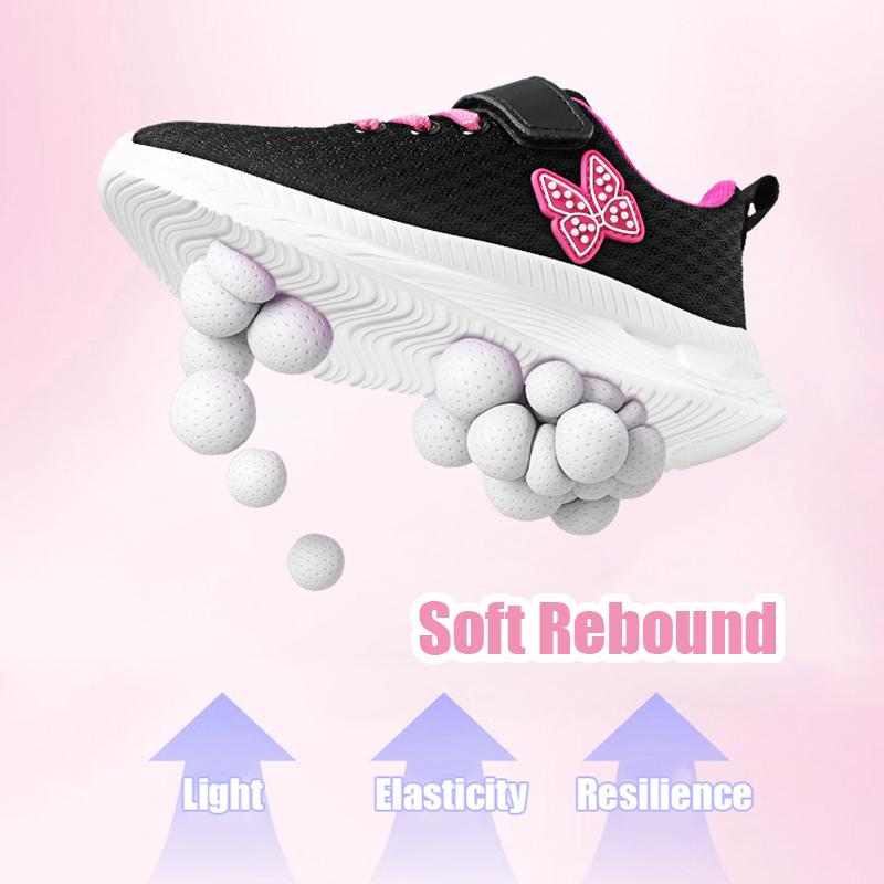 Girls Sports Running Shoes with Velcro Breathable Mesh Casual Sneakers Toddler Girl Lightweight Walking Shoes Non-Slip Sole