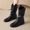Fashion Women Ankle Boots Flats New Pleated Party Shoes Designer 2025 Winter Goth Elegant Chelsea Snow Boots Fashion Brand Botas Mujer