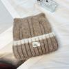 Color matching wind wool knitted hat women's autumn and winter warm versatile fashion pile cold hat show face small bag head hat