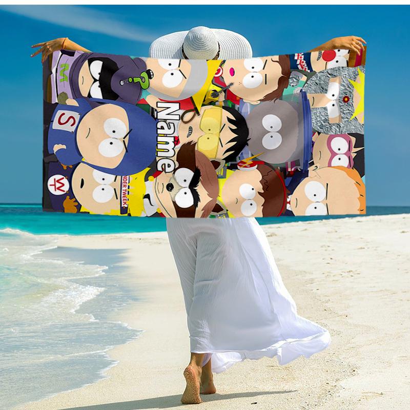 Custom Name Ultra-Soft Beach Towel with South Park Theme,Ideal for Pool - Camping, Diving - Perfect Travel Essential, Vibrant Beach Towel.