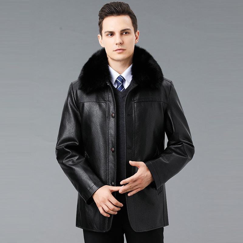 Abnehmbares Futter Lederjacke Herren Neu Winter Locker und Schön Winterkleidung Warm Mit Samt Verdickt Herrenjacke Trendig
