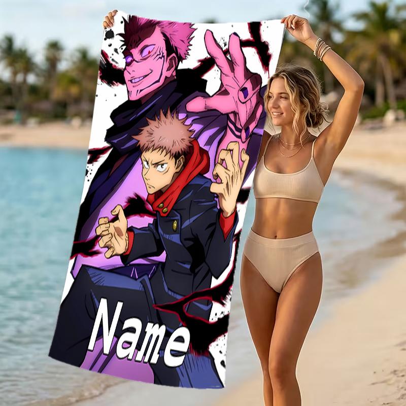 Customizable personalized beach towels Jujutsu Kaisen Sukuna and Tiger Staff themed designs.Suitable for the beach, yoga, sports;ideal as beach access