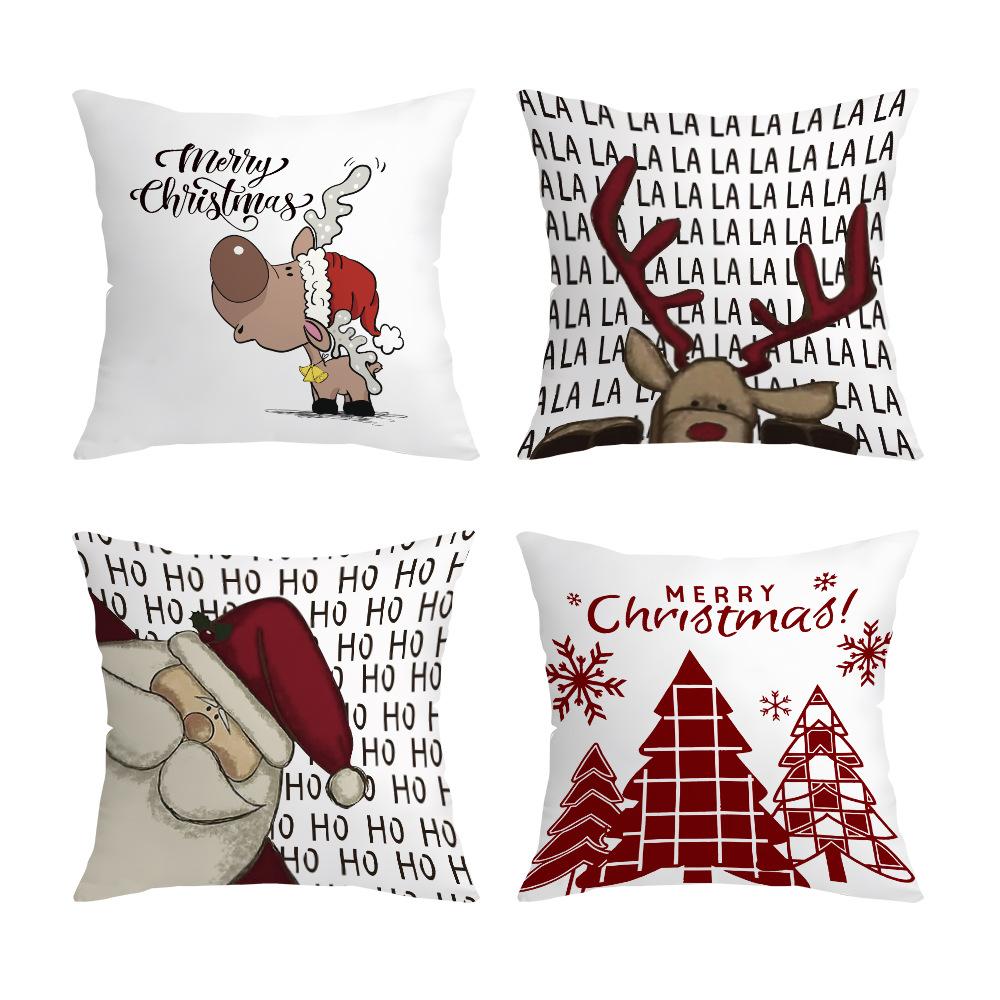 New Christmas Pillow Cover Cartoon Santa Claus Elk Holiday Decoration Sofa Cushion Cover Bedside Pillow