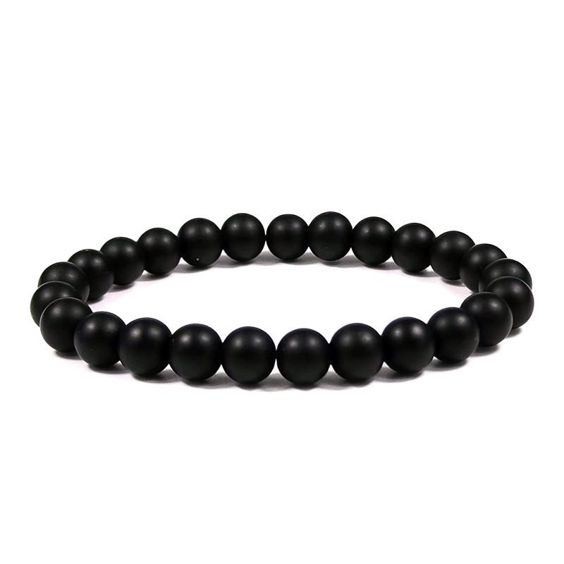8mm Unisex Elastic Bracelet with Tiger Eye  Volcanic Stone 8mm - 19cm