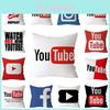 Cotton Linen Pillow Case With Unique Youtube Play Movie Video Music Subscribe Design For Home And Office Decor