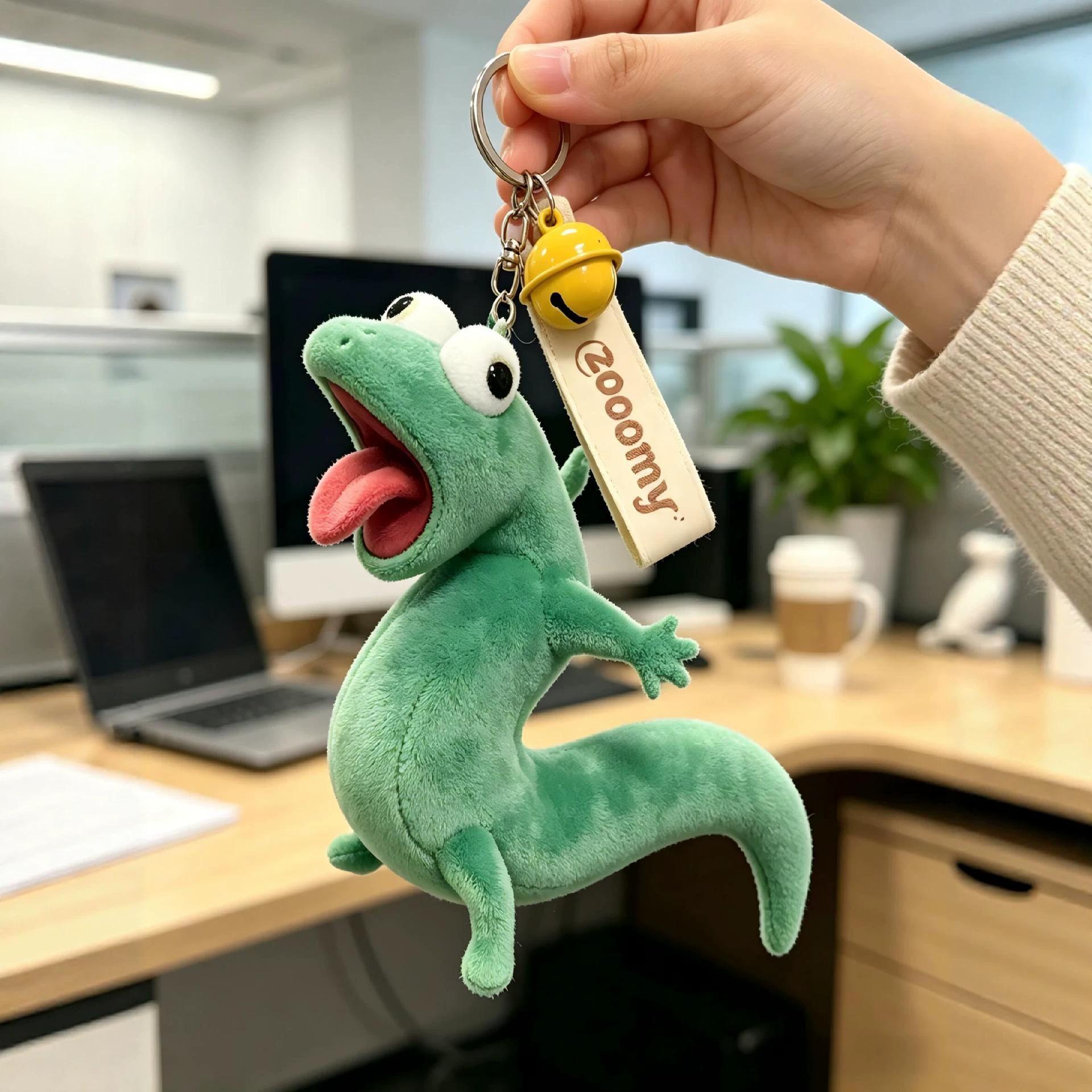 Abstract Plush Keychain Toy Lizard Tongue out 3D Hanging Decoration Creative Gift Bag Pulling Tongue Lizard Soft Stuffed Toy Lizard blind box random one