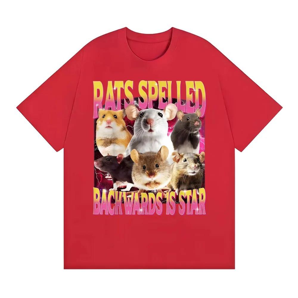 Rats Spelled Backwards Is Star Funny Rat Meme Print T Shirts Retro Humor Short Sleeve Tshirts Tops Fashion Clothing