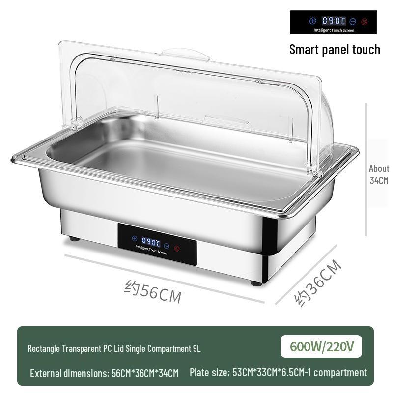 Stainless Steel Self-Serve Buffet Warmer with Transparent Flip-Top for Restaurants & Hotels
