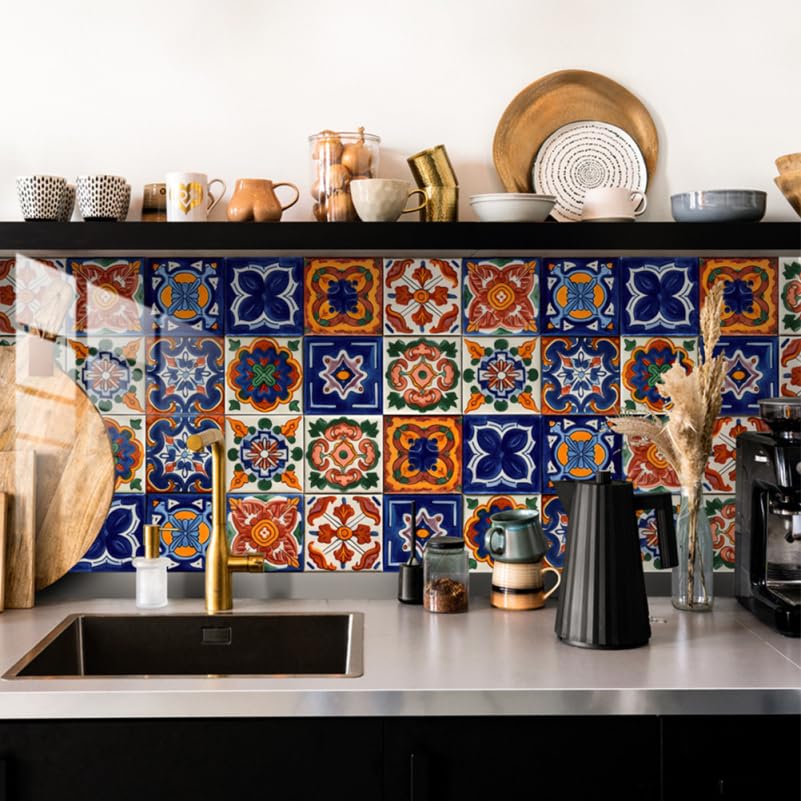 OATIPHO Moroccan Tile Set of Wallpaper Stickers for DIY Peelable Stickers, 10, 20x20cm, Waterproof, Heat-Resistant Kitchen, Bathroom, Toilet,