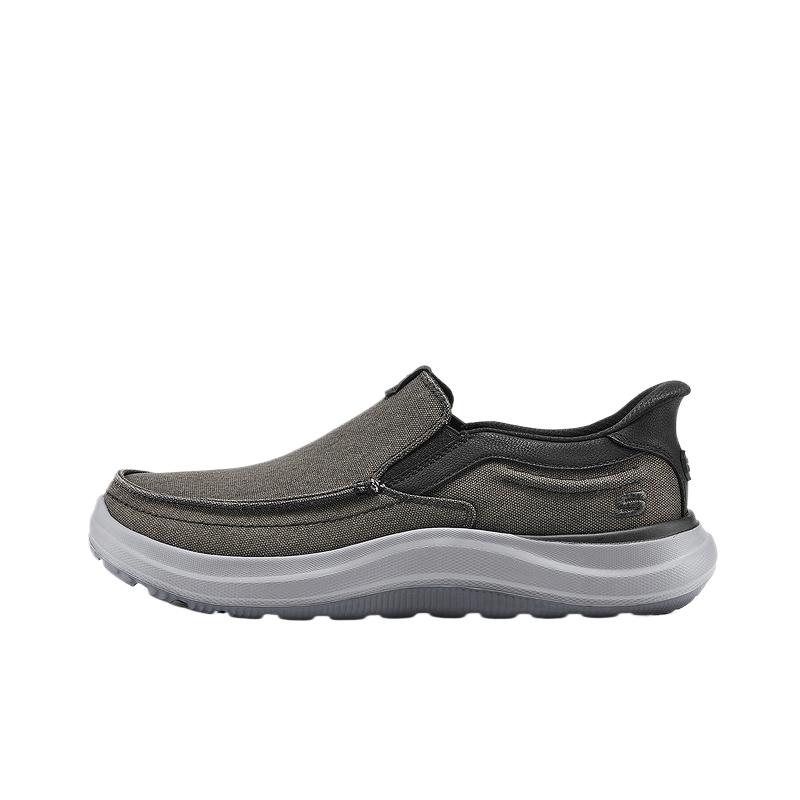 Skechers Fashionable Personality Trendy Versatile Low-Top Walking Shoes Men sneaker Black Gray 205604-BLK 42
