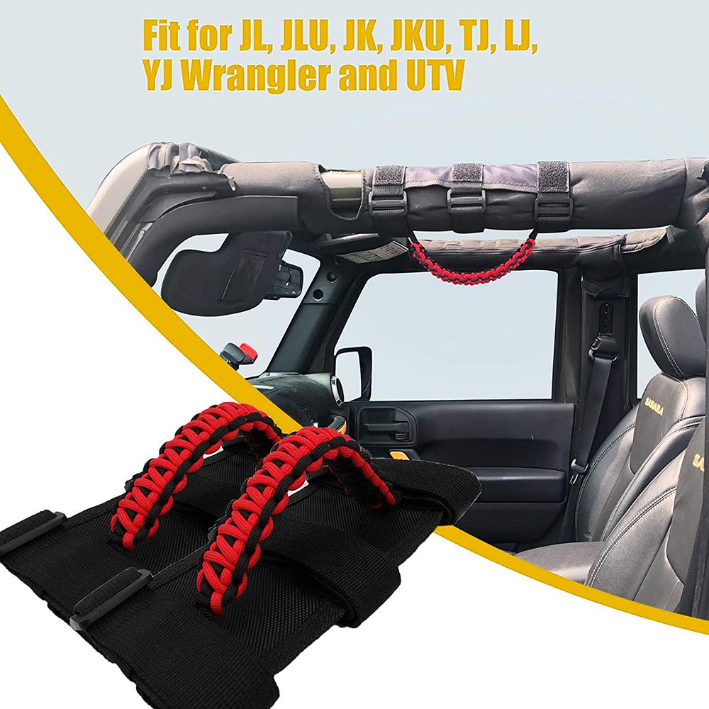 2pc Grab Handles for Jeep Wrangler Heavy Duty Roll Bar Grab Handles for 1955-2020 Jeep Wrangler CJ YJ TJ JK& 2020 Jeep Gladiator