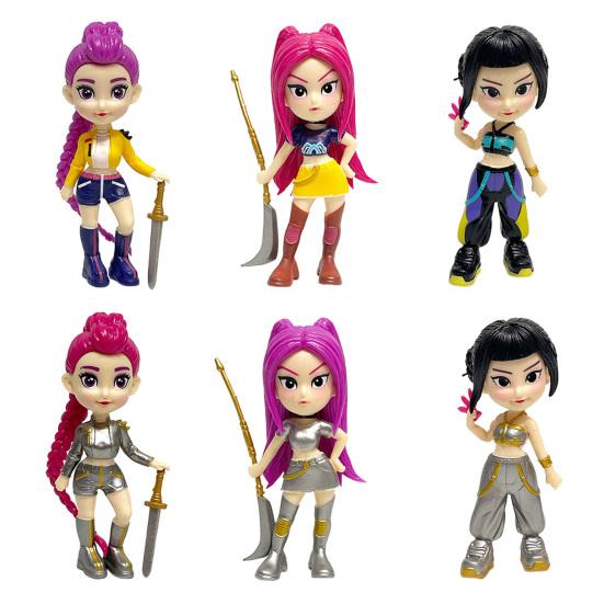 6Pcs PVC Kpop Hunter Figure Animated Movie Character Figurine Statue Cartoon Girl Collectible Model Home Office Desktop Decoration Ornament