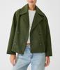 Light Beige Short Double Breasted Trench Coat with Wide Lapel