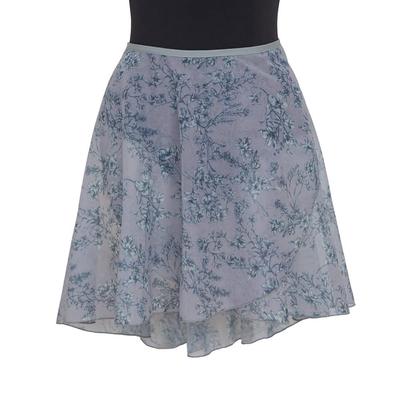 Baletowa spódnica wrap Sayori w kwiatowy wzór, szara, z siateczką, długa, elegancka, uniwersalny rozmiar, 48 cm, prześwitująca, (M)