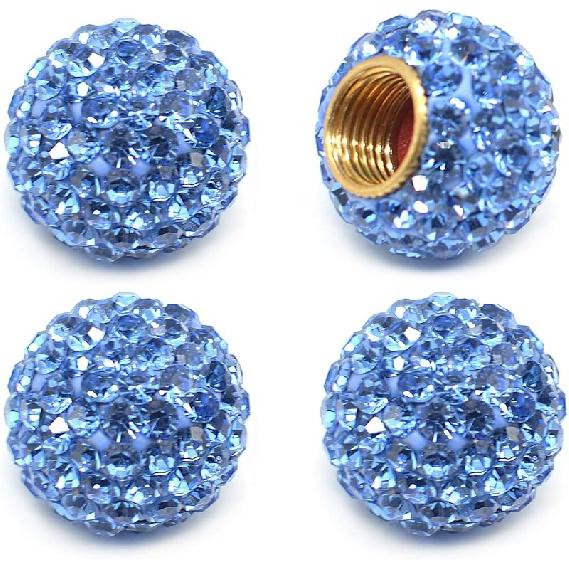 Car Wheel Tire Valve Caps, 4 Pack Crystal Rhinestone Car Tire Wheel Valve Stem Air Caps for Car Tire Accessories Universal for Cars, SUVs, Bicycle,