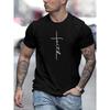 European Sizes Faith Printed Round Neck Short Sleeve T-Shirt for Men, Casual Street Style, Breathable & Soft, Machine Washable, All-Season Comfort