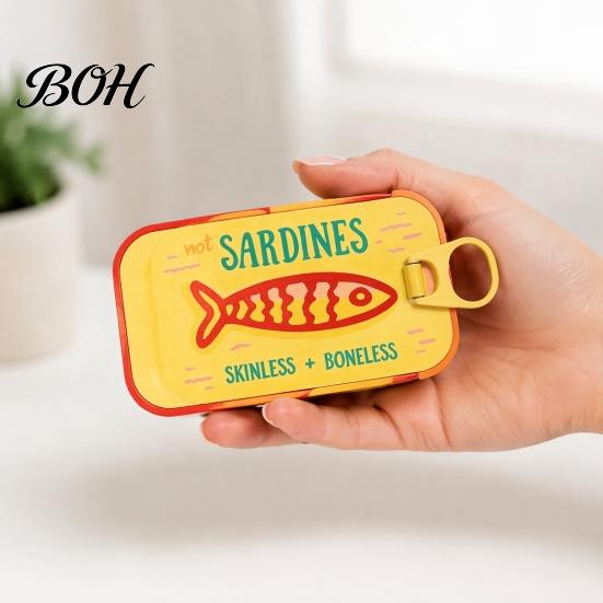 Reise Schmuckbehälter Sardinenbox mit Fischgräten-Trennwänden, Kompaktes Mini Neuheit Aufbewahrungsetui, Ringe Ohrringe Halsketten für Frauen Kleines Accessoire