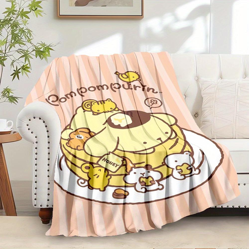 

1pc Flannel PomPomPurin, Pancake, CuteThrow Blanket, Cartoon Truck Pattern Printed Blanket, Warm Cozy Soft Blanket For Couch Bed Sofa Car Of 130x150cm