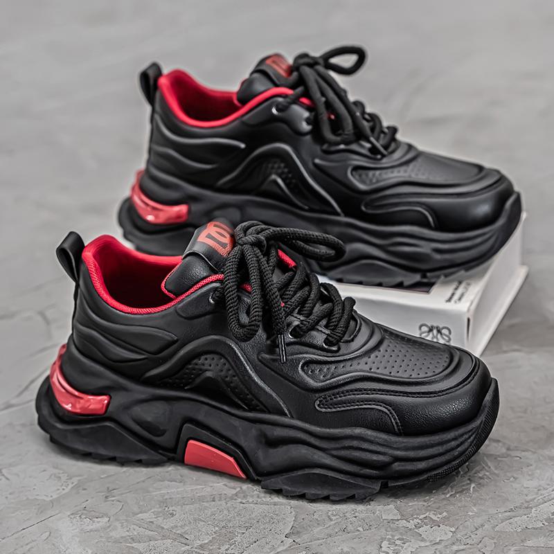 Pánské boty na volný čas, jarní a podzimní módní boty na vysokých podpatcích s tlustou podrážkou, všestranné módní gumové boty, tenisky, mužské tenisky