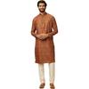 Manyavar Brown Blended Viscose Digital Print | Embroidery Kurta Pyjama Set